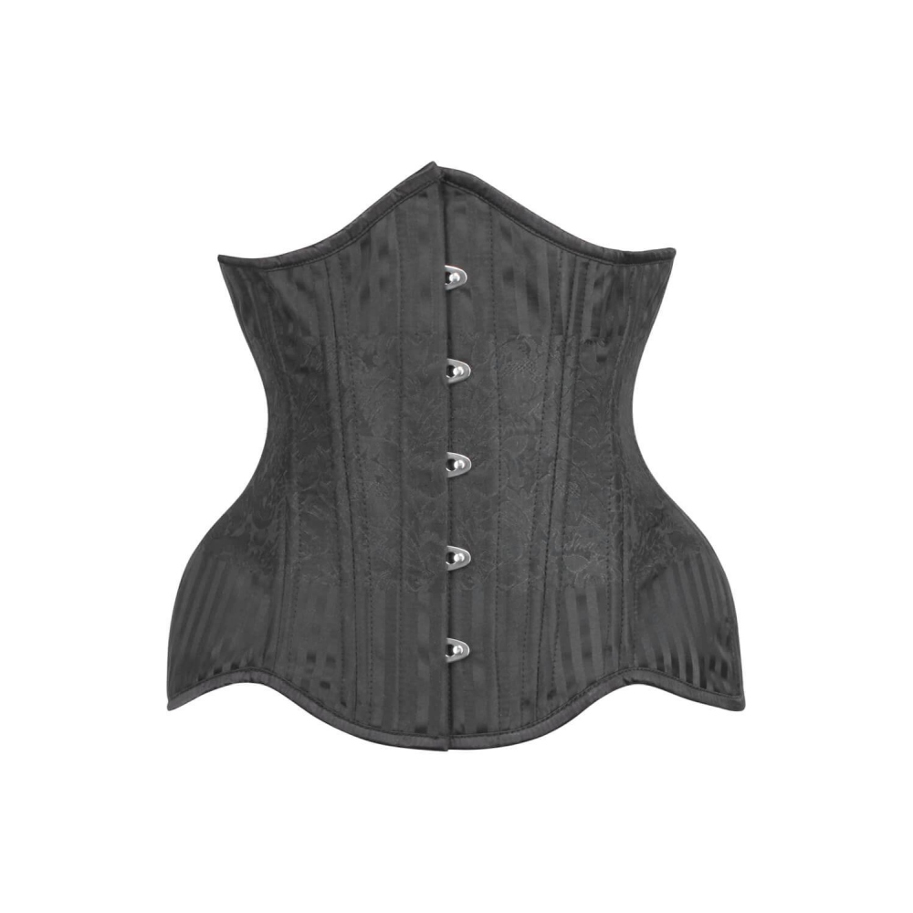 Attitude Corsets - Brocade Curvy Waist Trainer Waist training underbust korset - Zwart